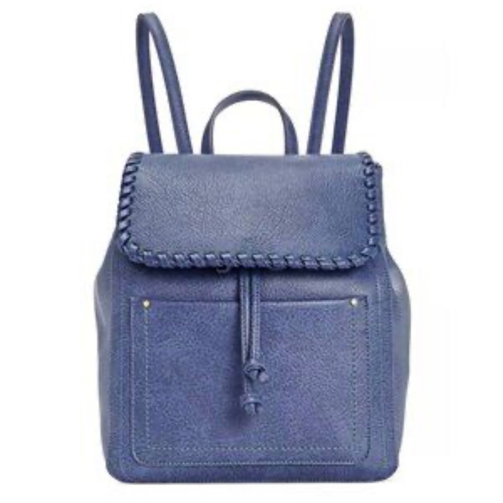 Style&Co Backpack Convertible Drawstring Flap Blue Faux Leather‎ Small